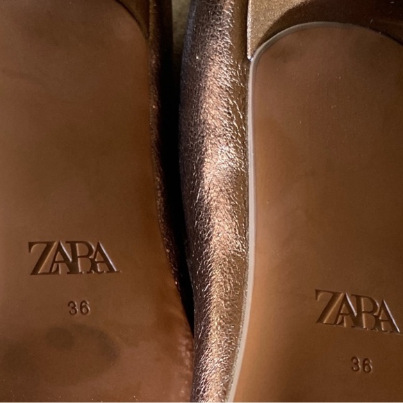 Zara Metallic Golden Bronze Kitten Heel Boots Almond Toe Size US 6 EU36 Y2K NWT - Picture 13 of 15